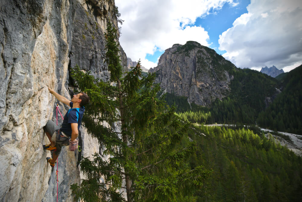 Photo of Riccardo climbing, shot by Fabian